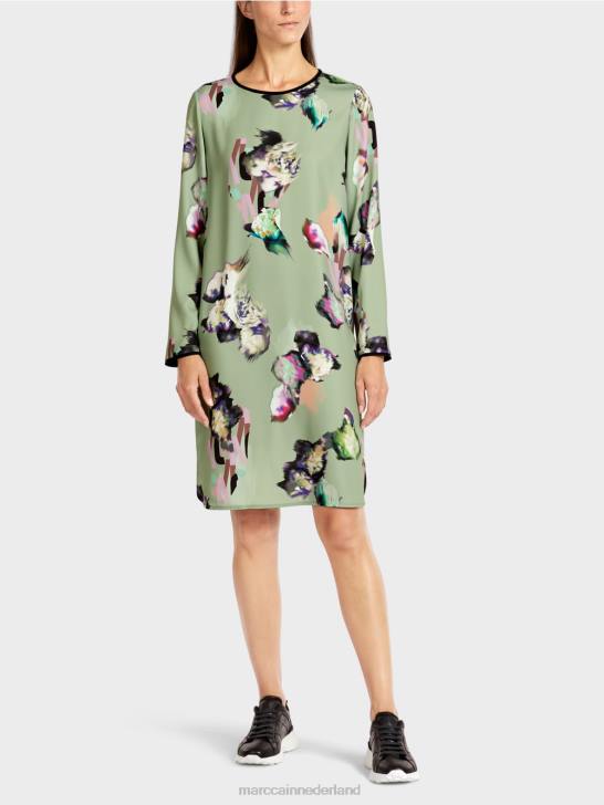 kleding poeder munt 464J133 jurk met all-over print Marc Cain