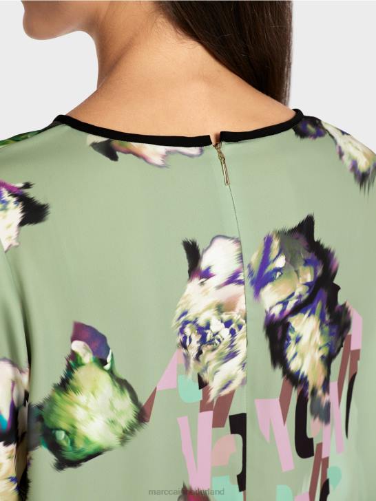 kleding poeder munt 464J133 jurk met all-over print Marc Cain