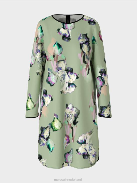 kleding poeder munt 464J133 jurk met all-over print Marc Cain