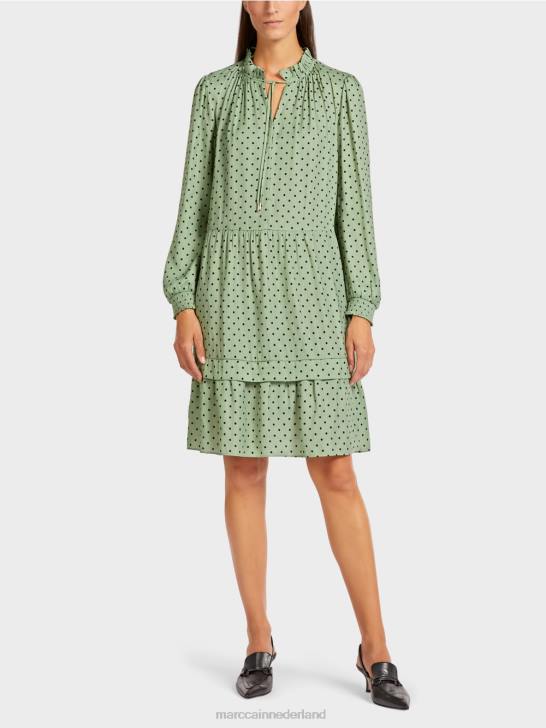 kleding poeder munt 464J135 jurk met stippenpatroon Marc Cain