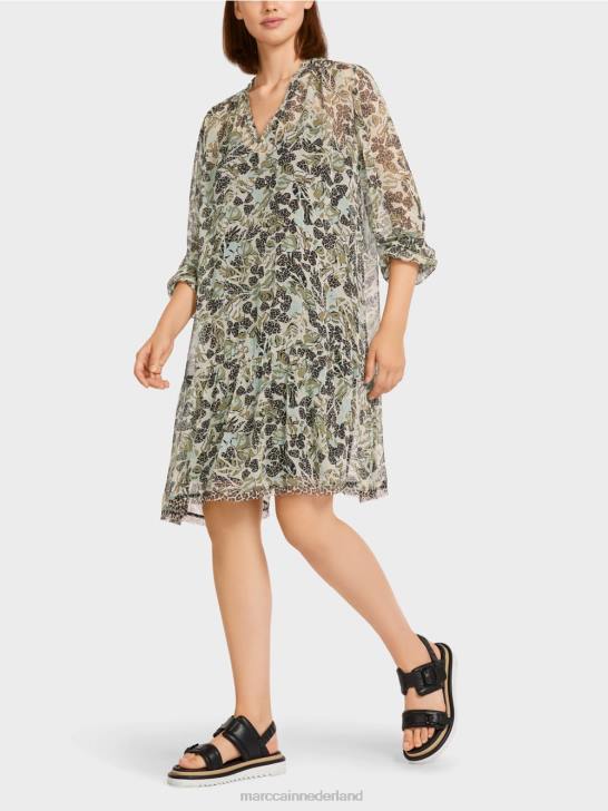 kleding zacht dakraam 464J112 lichtgewicht jurk van viscose-crêpe Marc Cain