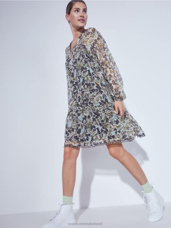 kleding zacht dakraam 464J112 lichtgewicht jurk van viscose-crêpe Marc Cain
