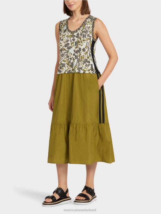 kleding zacht dakraam 464J113 gelaagde jurk met stijl en materiaalmix Marc Cain