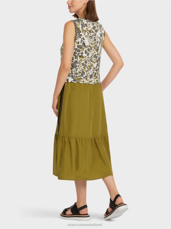 kleding zacht dakraam 464J113 gelaagde jurk met stijl en materiaalmix Marc Cain