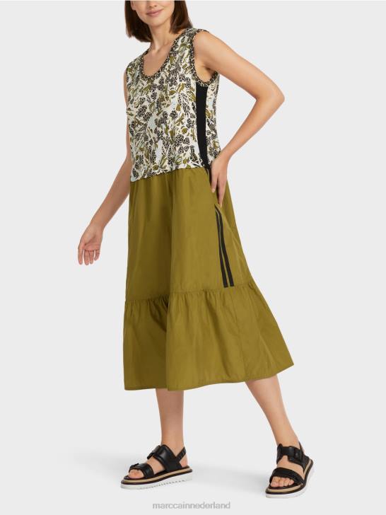 kleding zacht dakraam 464J113 gelaagde jurk met stijl en materiaalmix Marc Cain