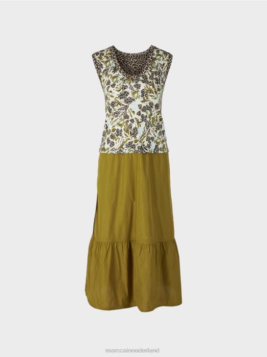 kleding zacht dakraam 464J113 gelaagde jurk met stijl en materiaalmix Marc Cain