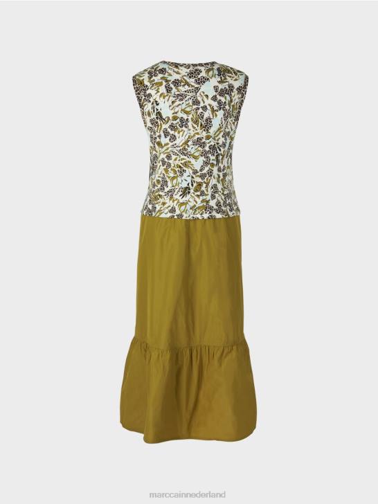 kleding zacht dakraam 464J113 gelaagde jurk met stijl en materiaalmix Marc Cain