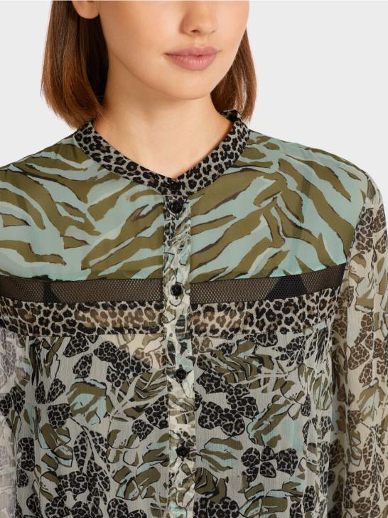 kleding zacht dakraam 464J114 lange gelaagde jurk met patroonmix Marc Cain