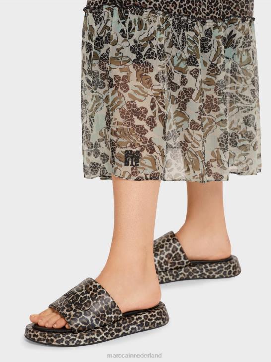 kleding zacht dakraam 464J114 lange gelaagde jurk met patroonmix Marc Cain