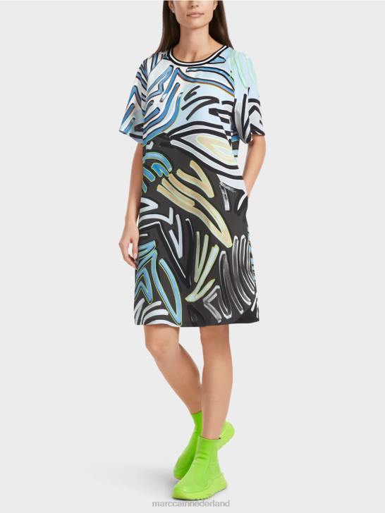 kleding zacht poederblauw 464J28 A-lijn raglanjurk Marc Cain