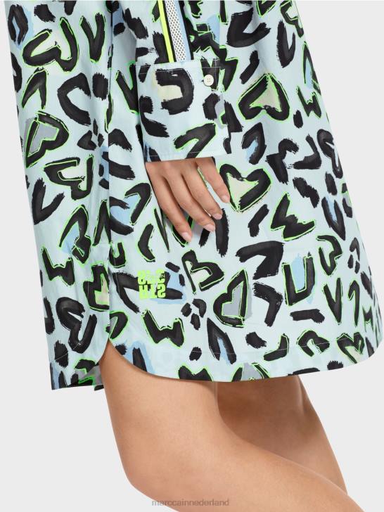 kleding zacht poederblauw 464J29 overhemdjurk met ronde hals en \'rethink Together\' Marc Cain