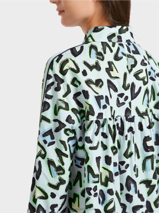 kleding zacht poederblauw 464J29 overhemdjurk met ronde hals en \'rethink Together\' Marc Cain