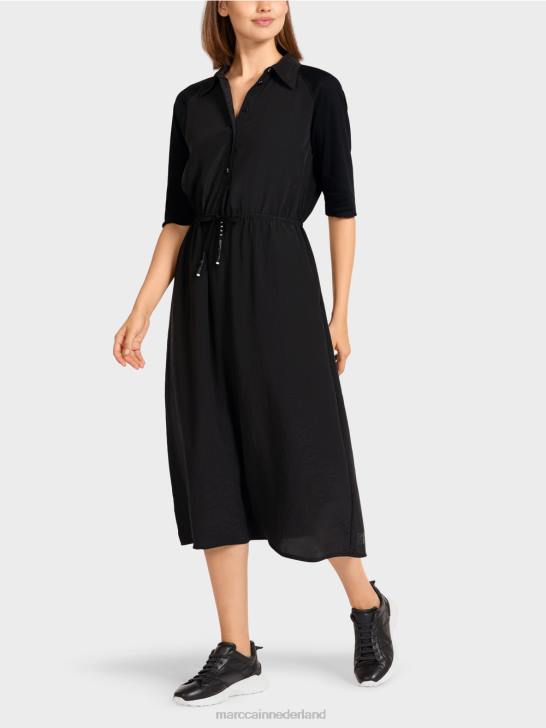 kleding zwart 464J118 jurk in gemengde materialen Marc Cain