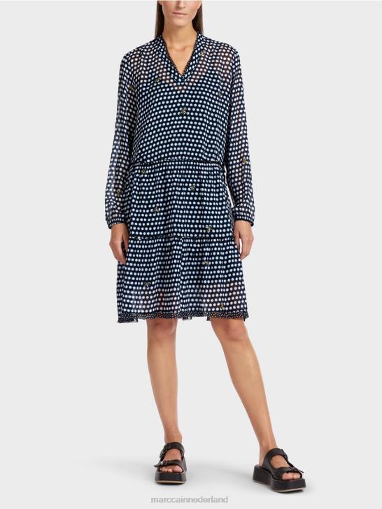 kleding zwart 464J120 Jurk met stippen van viscose-crêpe Marc Cain