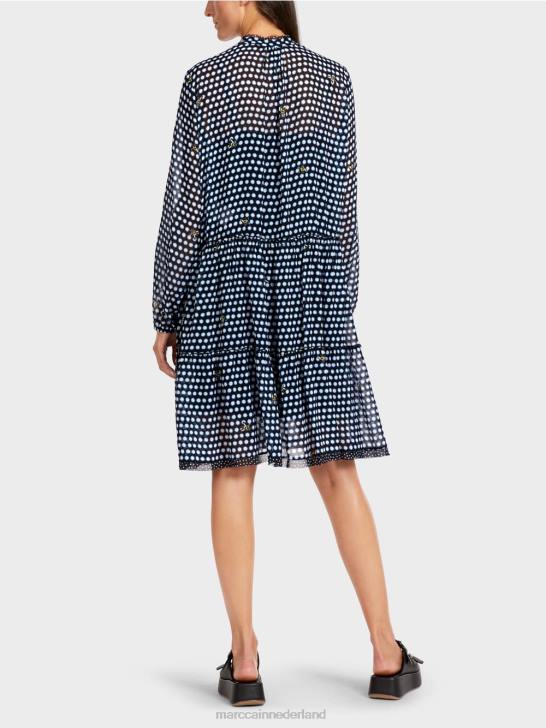 kleding zwart 464J120 Jurk met stippen van viscose-crêpe Marc Cain