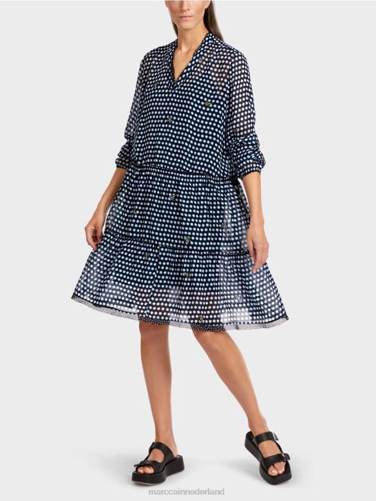 kleding zwart 464J120 Jurk met stippen van viscose-crêpe Marc Cain