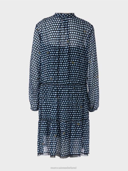 kleding zwart 464J120 Jurk met stippen van viscose-crêpe Marc Cain