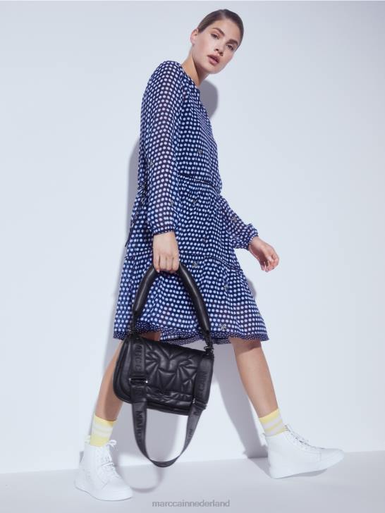 kleding zwart 464J120 Jurk met stippen van viscose-crêpe Marc Cain