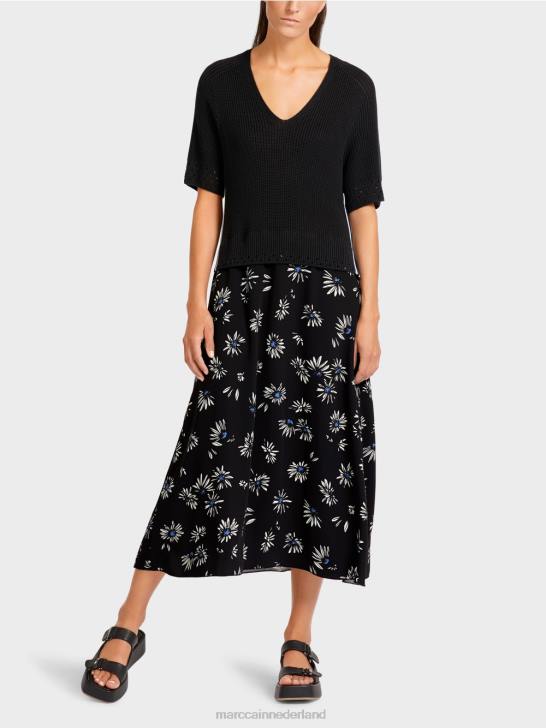 kleding zwart 464J122 jurk "gebreid in Duitsland" Marc Cain