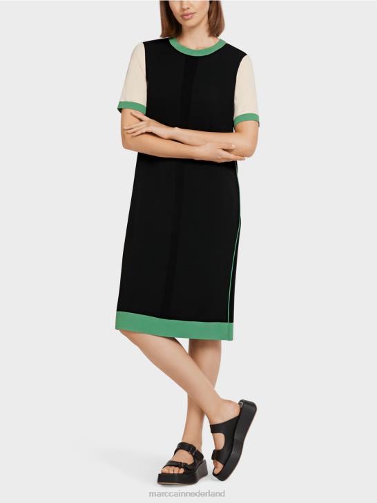 kleding zwart 464J128 \"rethink Together\" jurk met ronde hals Marc Cain