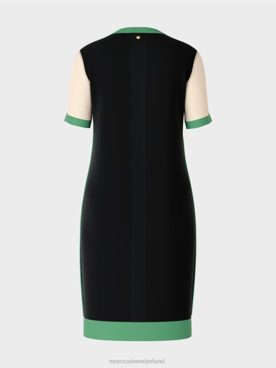 kleding zwart 464J128 \"rethink Together\" jurk met ronde hals Marc Cain