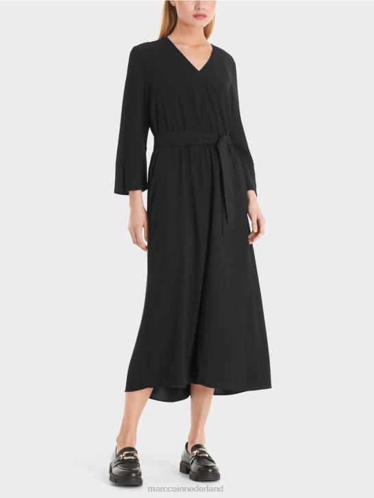 kleding zwart 464J38 vloeiende jurk Marc Cain