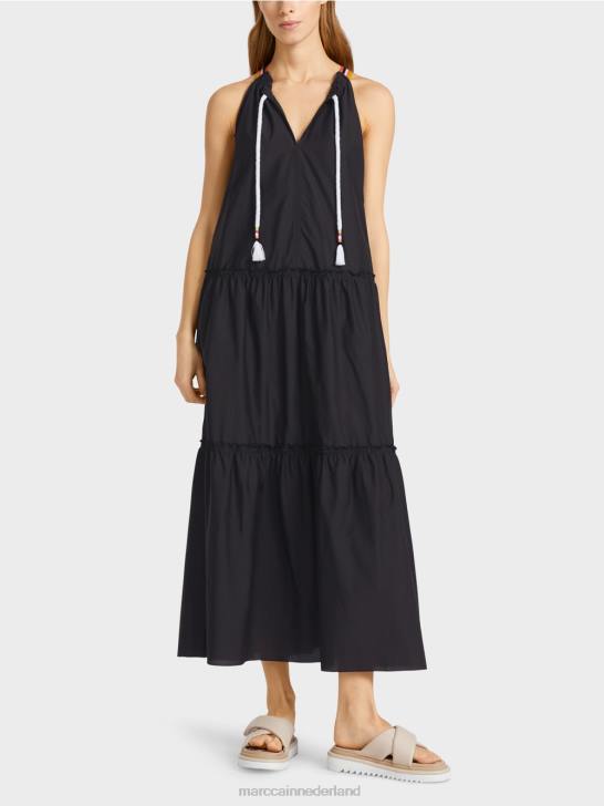 kleding zwart 464J71 sportief jurkje met zijde Marc Cain