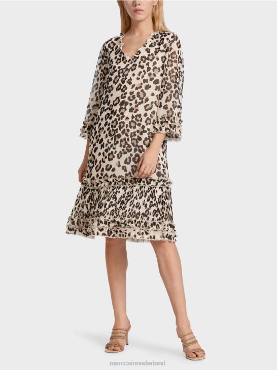 kleding zwart 464J94 korte jurk met plooien Marc Cain