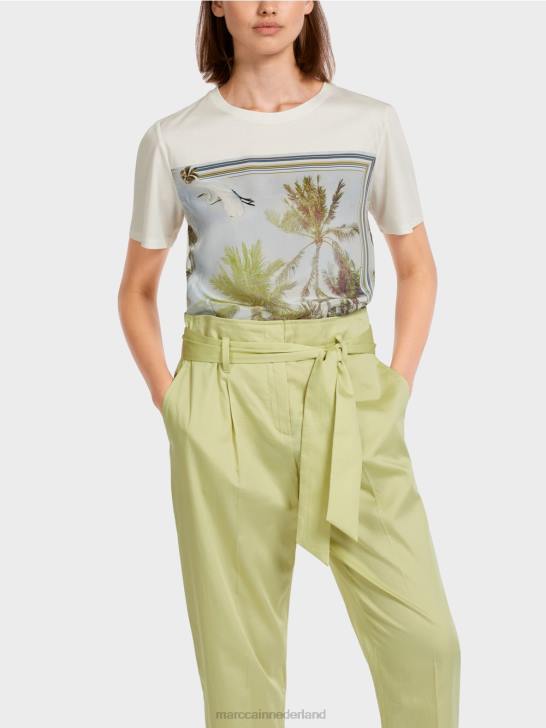 kleding azuur 464J1418 elegant t-shirt in een mix van materialen Marc Cain