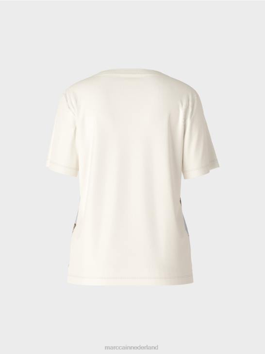 kleding azuur 464J1418 elegant t-shirt in een mix van materialen Marc Cain