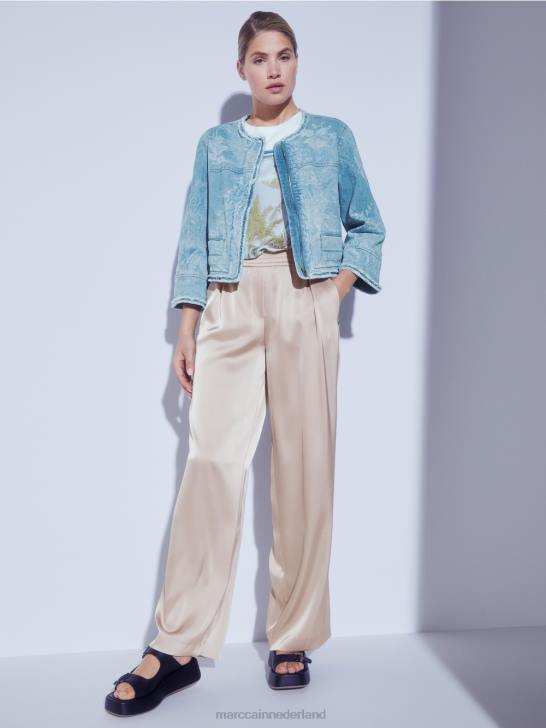 kleding azuur 464J1418 elegant t-shirt in een mix van materialen Marc Cain