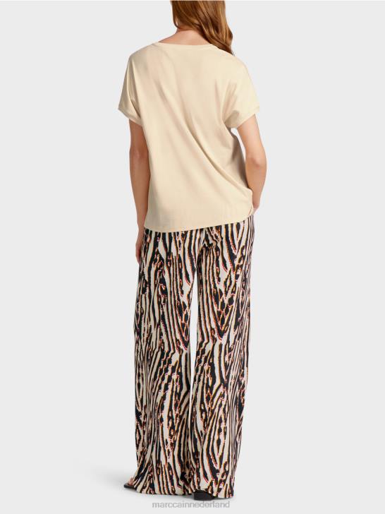 kleding crème 464J1374 effen t-shirt met v-hals Marc Cain