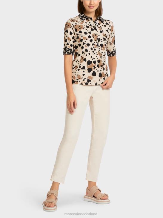 kleding crème 464J1449 bedrukt poloshirt Marc Cain