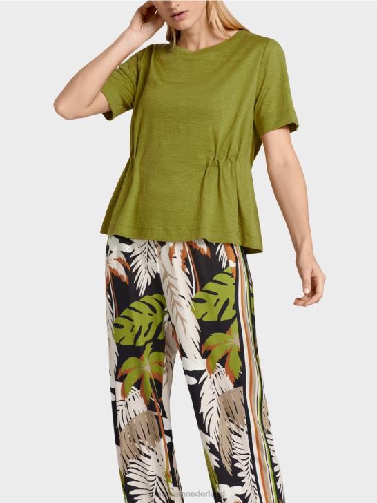 kleding diep olijfgroen 464J1406 getailleerd linnen t-shirt Marc Cain
