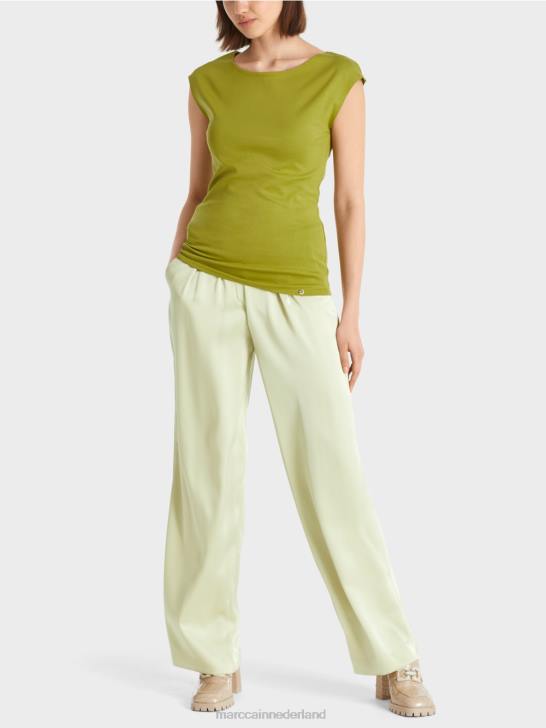 kleding diep olijfgroen 464J1487 stretchkatoenen overhemd Marc Cain