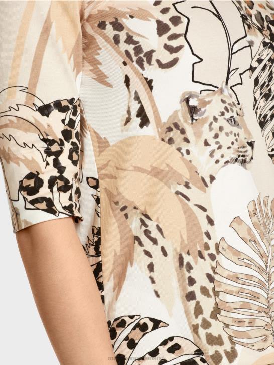 kleding diep zand 464J1392 bedrukt t-shirt met 34 mouwen Marc Cain