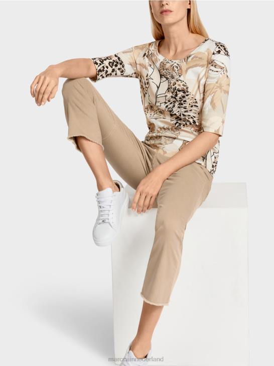 kleding diep zand 464J1392 bedrukt t-shirt met 34 mouwen Marc Cain