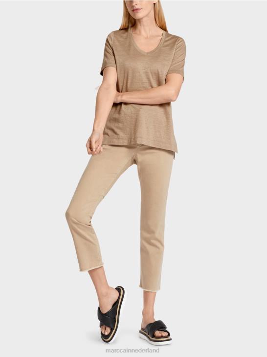 kleding diep zand 464J1400 T-shirt van linnenmix Marc Cain