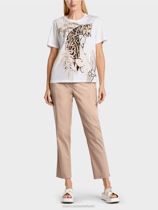 kleding diep zand 464J1402 t-shirt met dierenmotieven Marc Cain