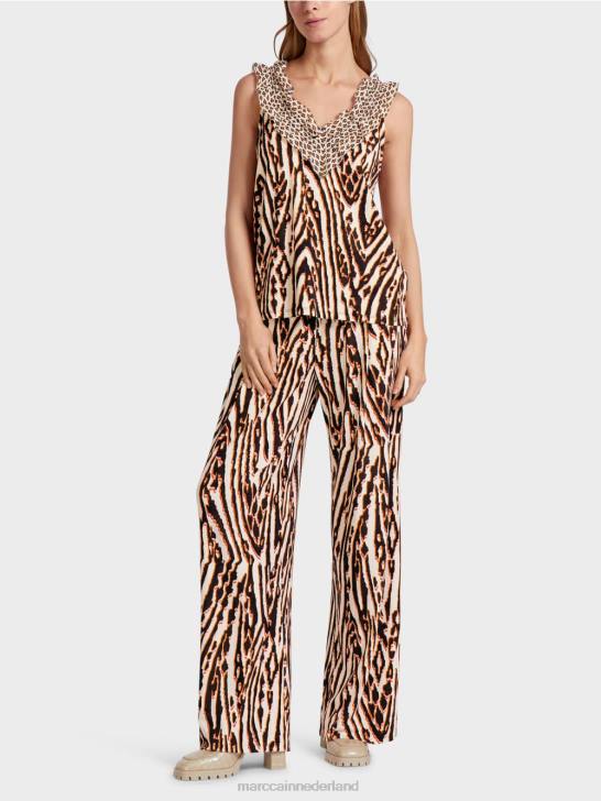 kleding dieprood 464J1367 korte top met gemengde patronen Marc Cain