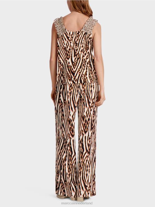 kleding dieprood 464J1367 korte top met gemengde patronen Marc Cain