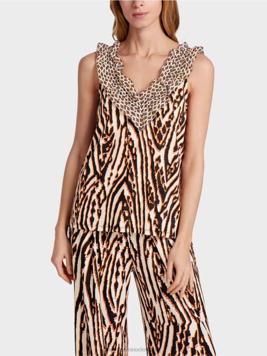 kleding dieprood 464J1367 korte top met gemengde patronen Marc Cain