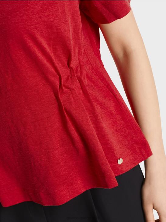 kleding dieprood 464J1378 getailleerd linnen t-shirt Marc Cain