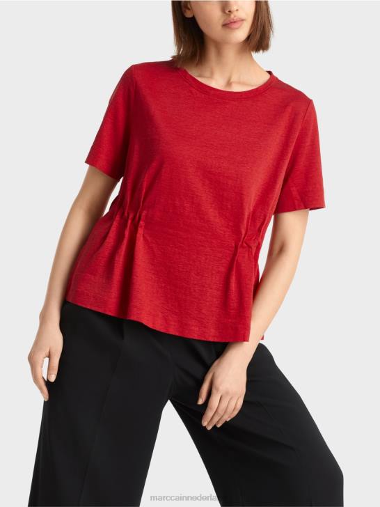 kleding dieprood 464J1378 getailleerd linnen t-shirt Marc Cain