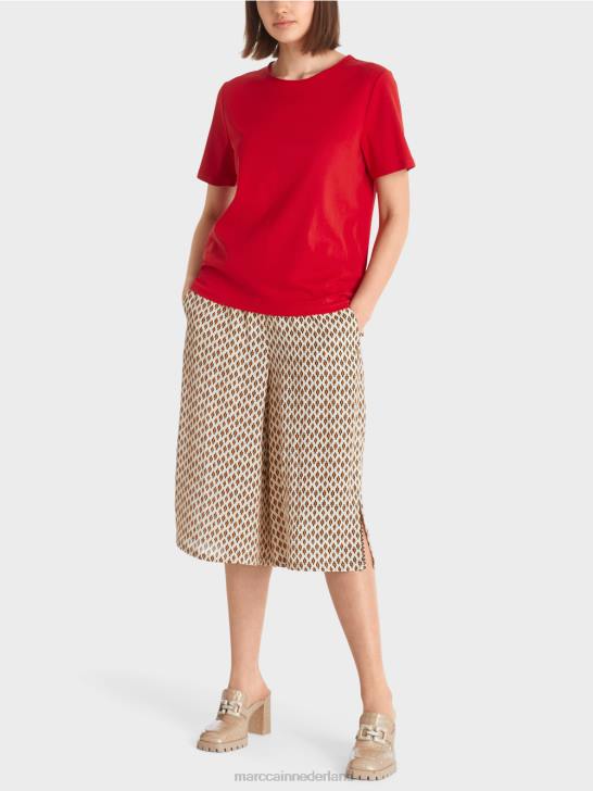 kleding dieprood 464J1381 top van stretchkatoen Marc Cain