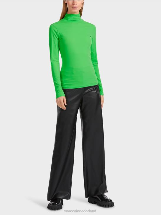 kleding donker appelgroen 464J1253 t-shirt met rolkraag Marc Cain