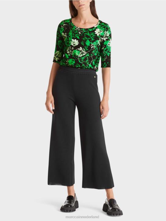 kleding donker appelgroen 464J1254 stretchkatoenen overhemd Marc Cain