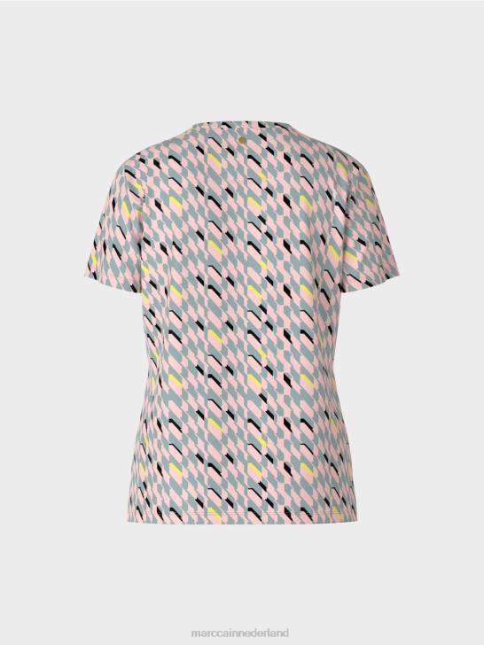 kleding donker hemelsblauw 464J1314 t-shirt met grafisch ontwerp Marc Cain