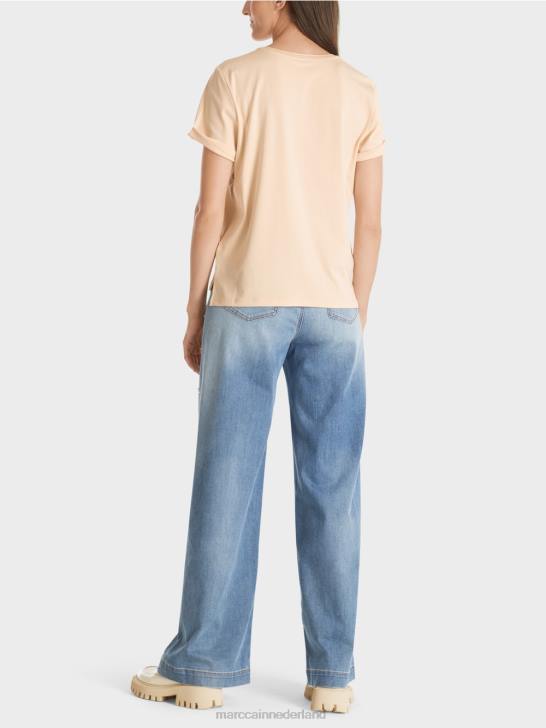 kleding donkere crème 464J1275 T-shirt met brede ronde hals Marc Cain