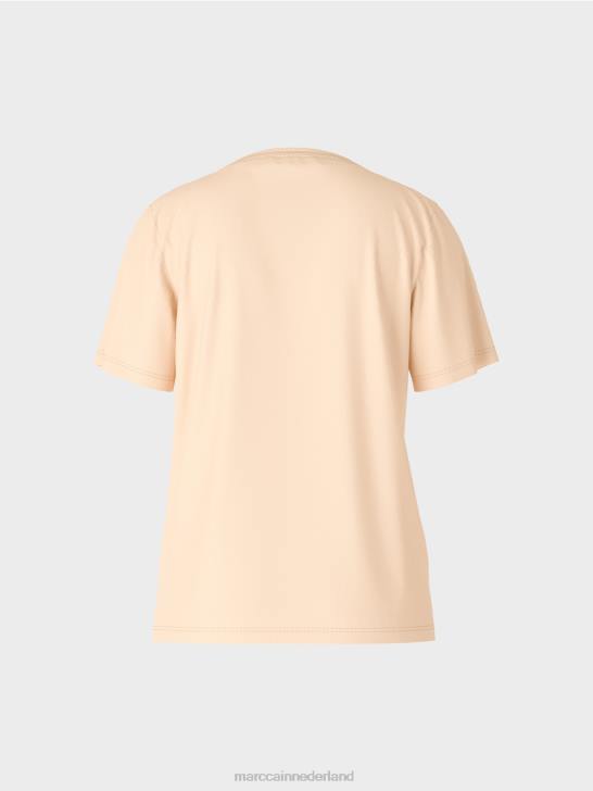 kleding donkere crème 464J1275 T-shirt met brede ronde hals Marc Cain